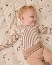 Almond Stripe Side Snap Bodysuit + Pant Set