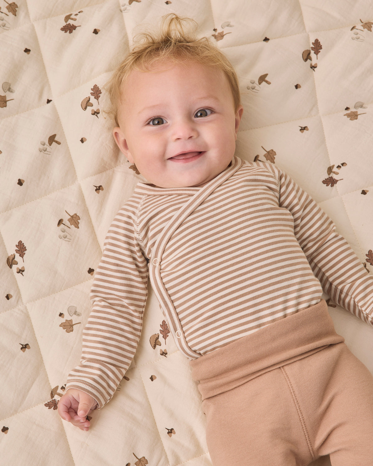 Almond Stripe Side Snap Bodysuit + Pant Set