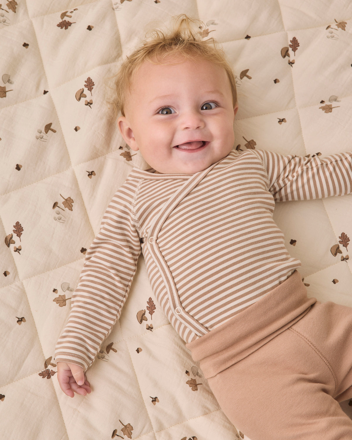 Almond Stripe Side Snap Bodysuit + Pant Set