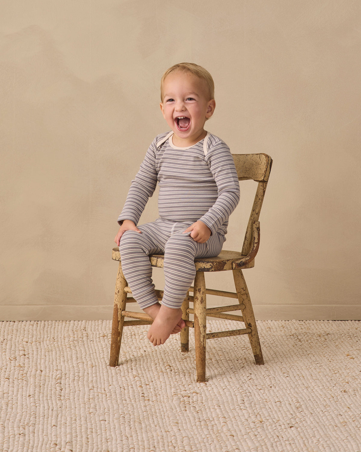 Slate Stripe Ribbed Tee + Legging Set