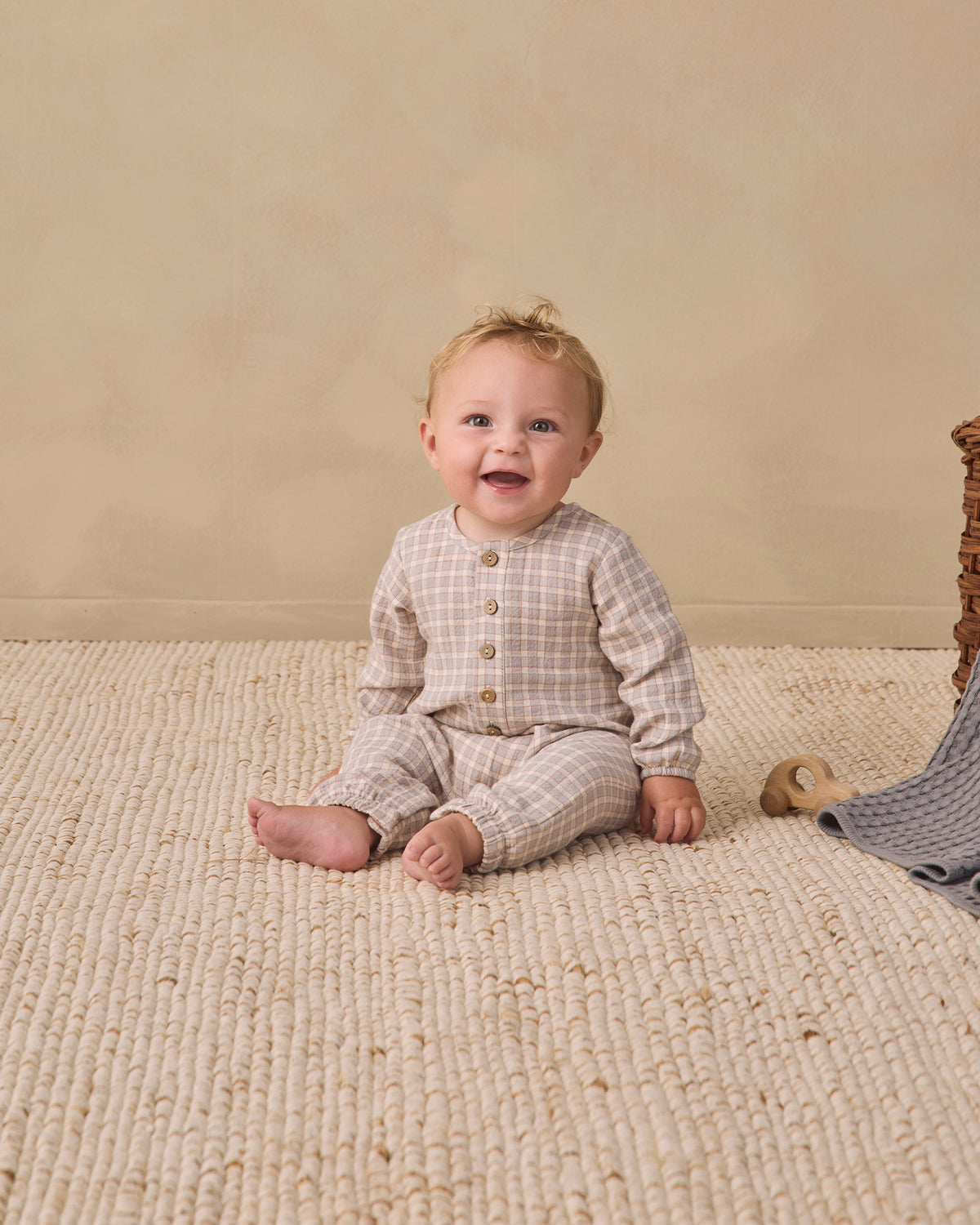 Blue Gingham Woven Jumpsuit