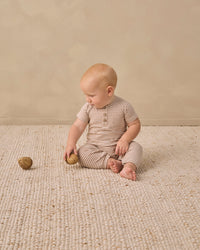 Almond Stripe Short Sleeve Jumpsuit