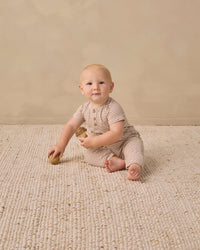 Almond Stripe Short Sleeve Jumpsuit