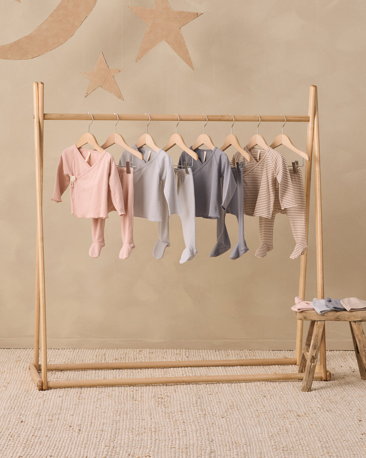 Dusty Rose Wrap Top + Footed Pant Set