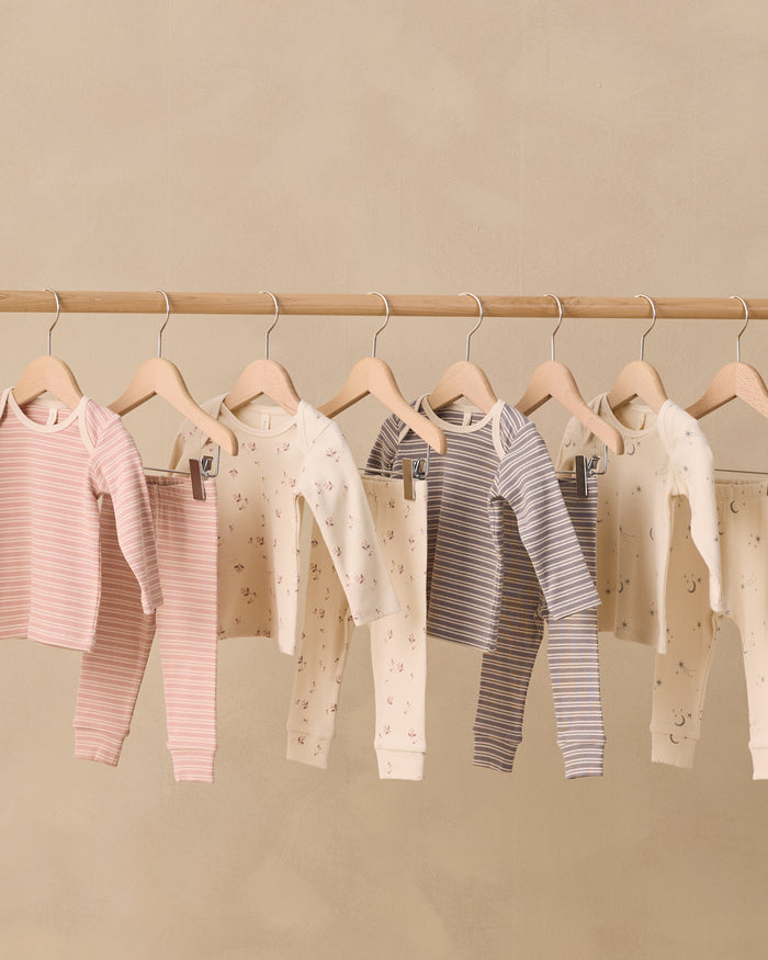 Dusty Rose Stripe Ribbed Tee + Legging Set