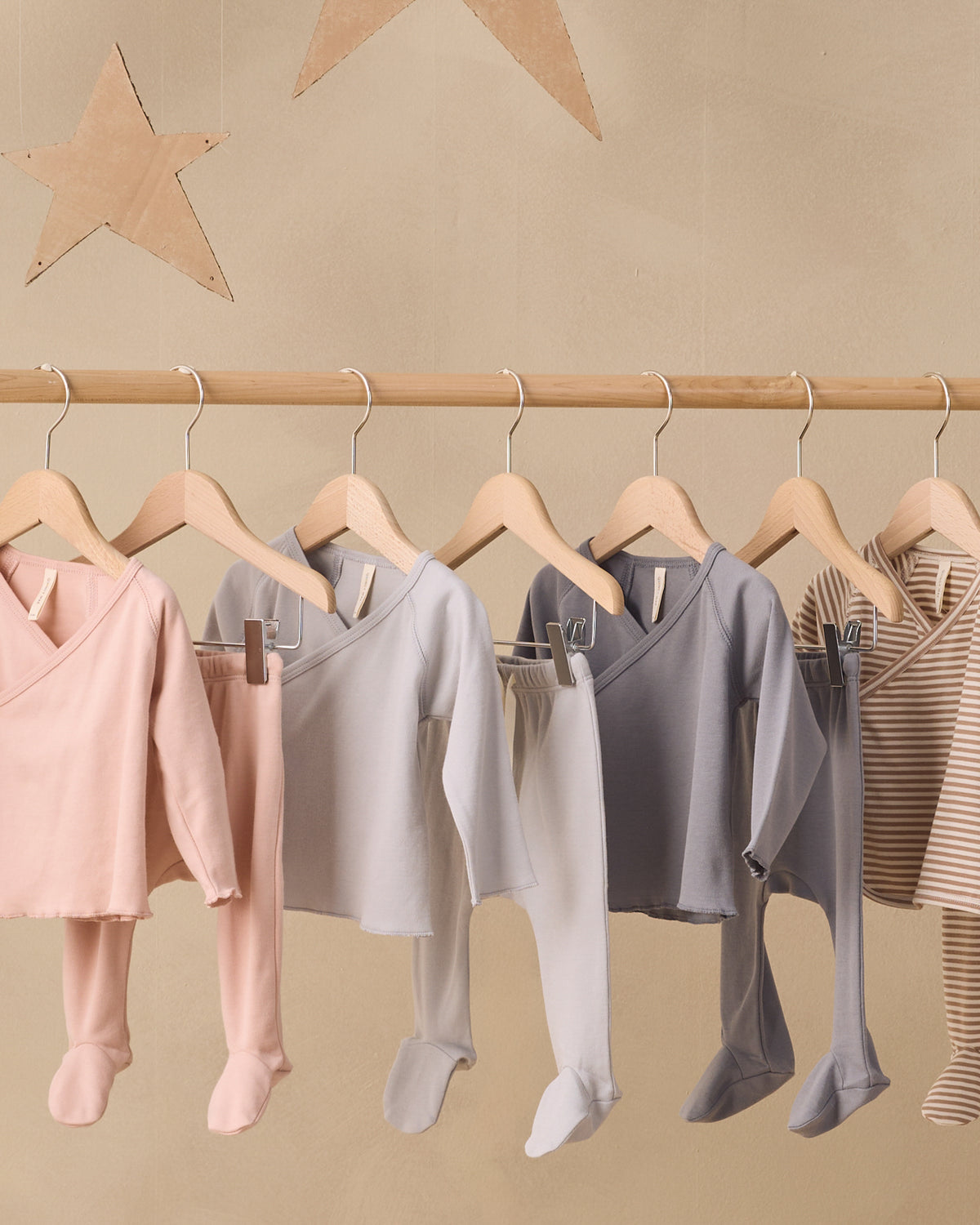 Dusty Rose Wrap Top + Footed Pant Set