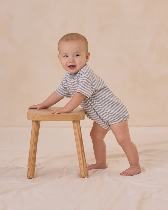 Blue Stripe Relaxed Bubble Romper