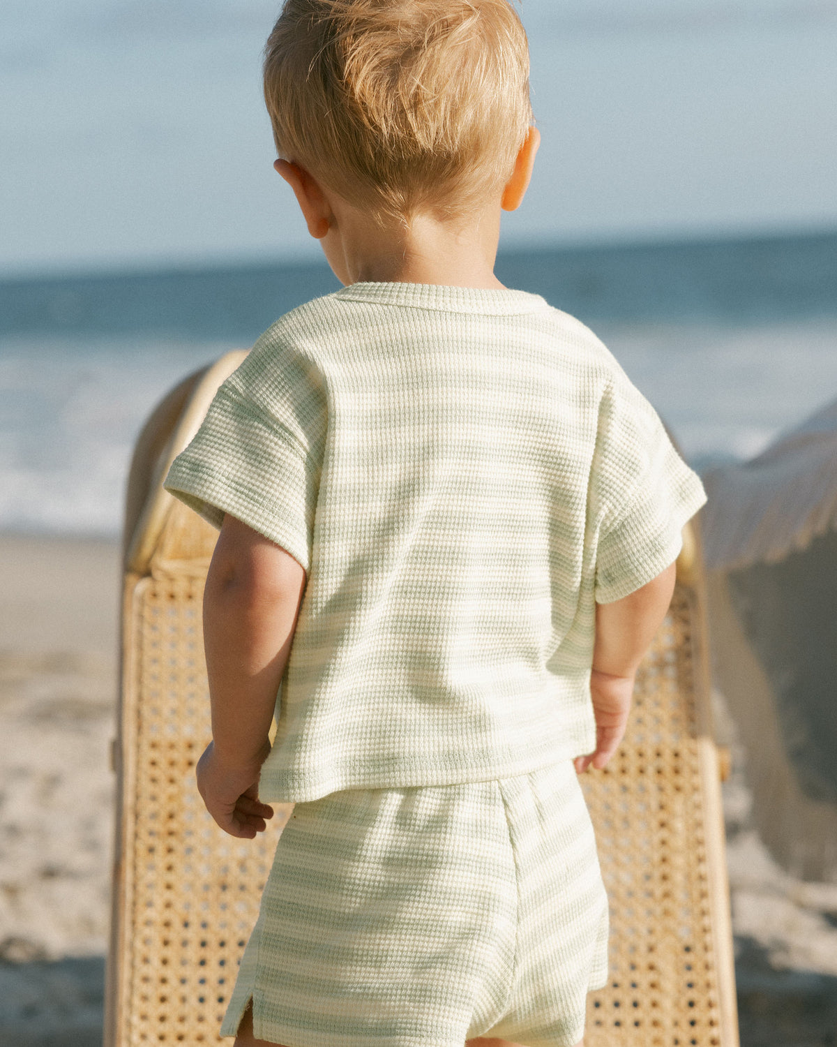 Mint Stripe Waffle Tee + Short Set