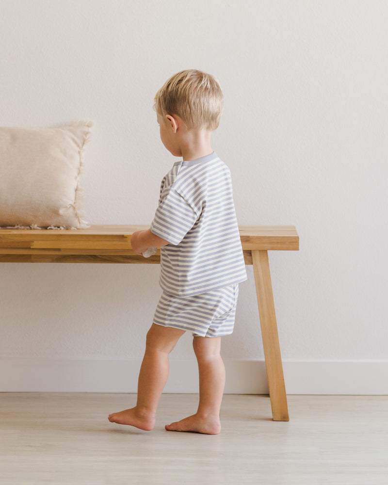 Blue Stripe Pocket Tee + Short Set