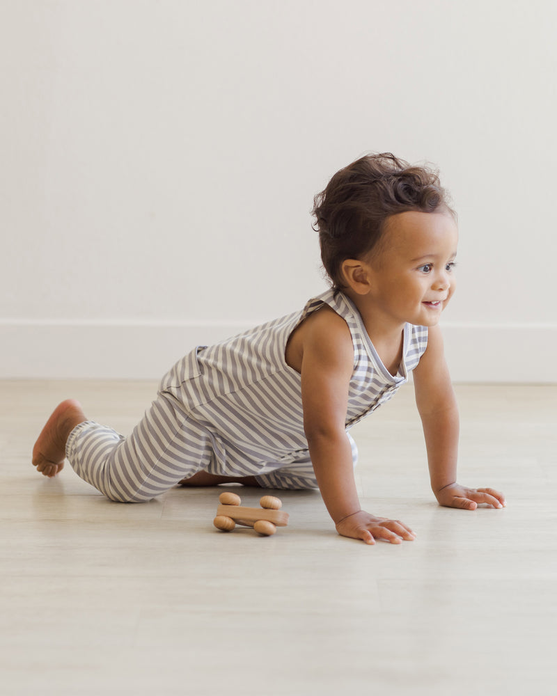 Blue Stripe Sleeveless Jumpsuit