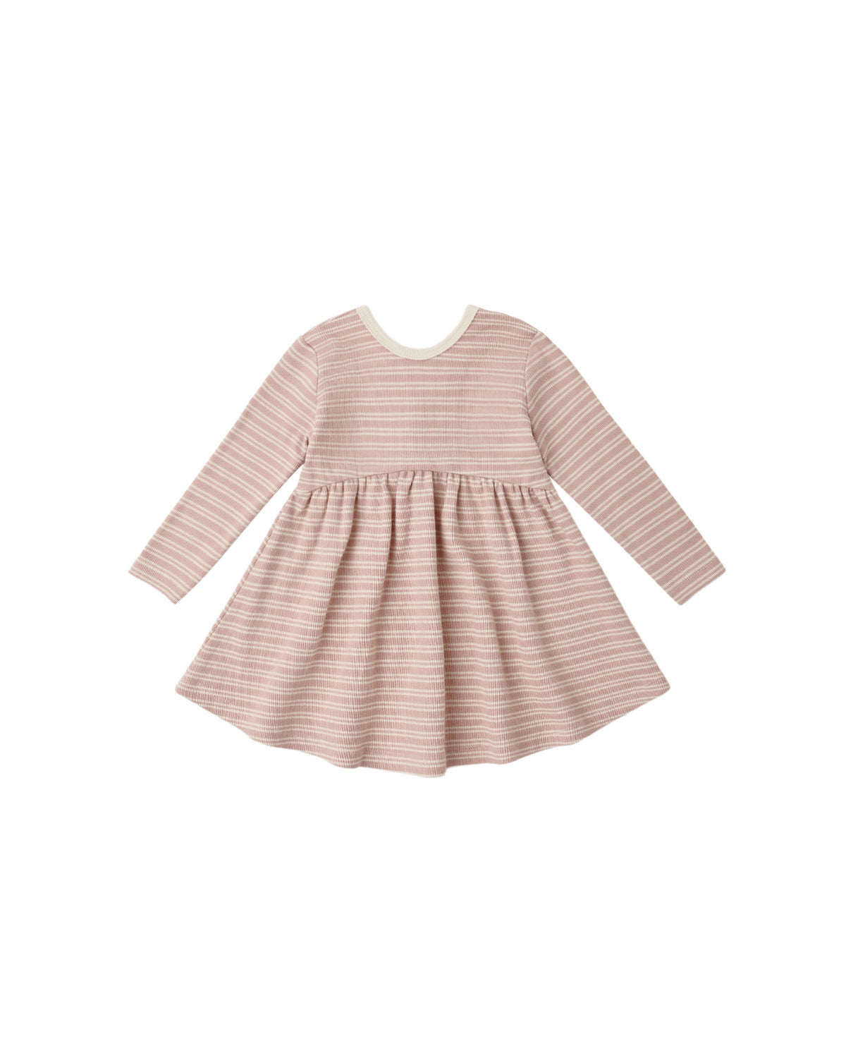 Dusty Rose Striped Ribbed Long Sleeve Dress