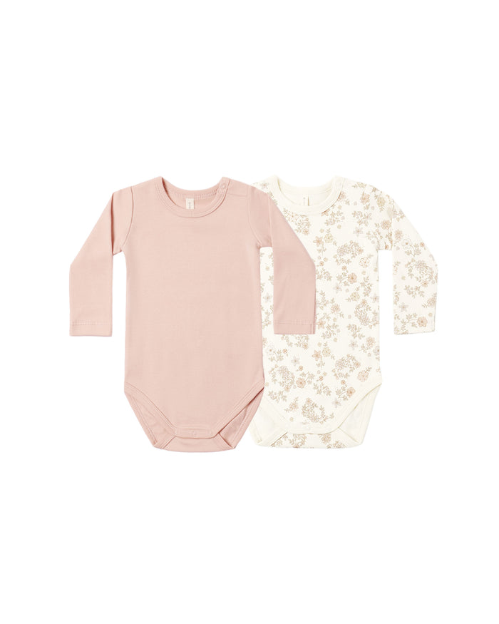 Floral Vine + Dusty Rose Jersey Bodysuit 2Pk