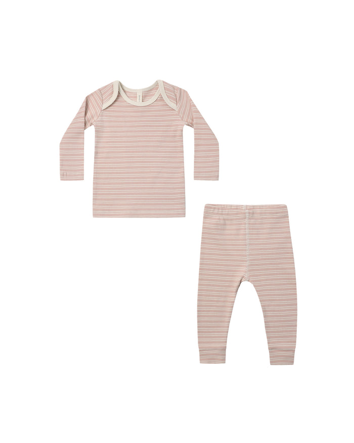 Dusty Rose Stripe Ribbed Tee + Legging Set
