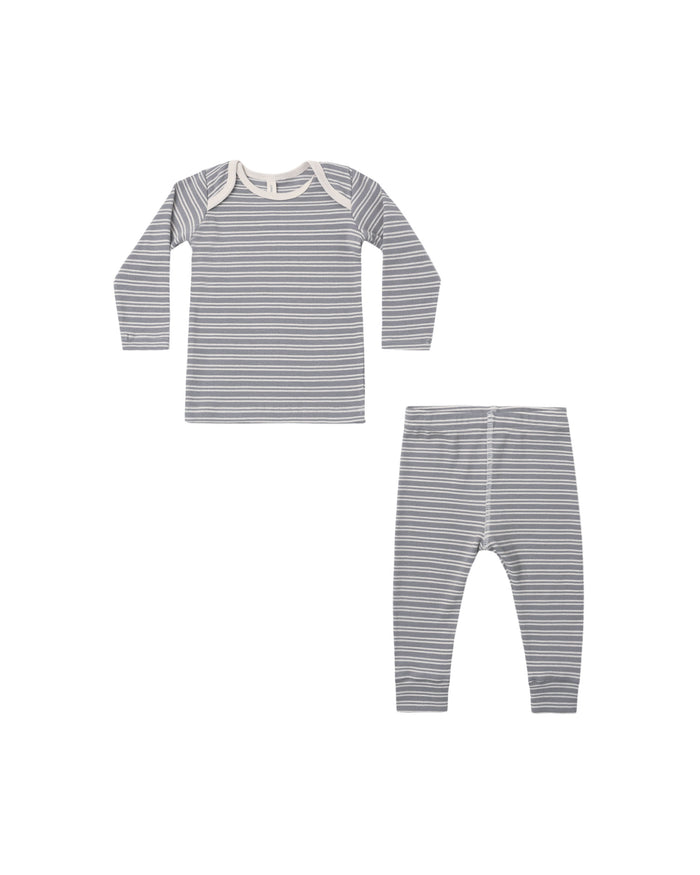 Slate Stripe Ribbed Tee + Legging Set