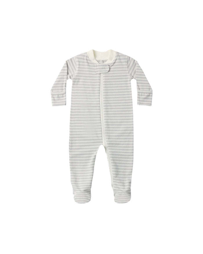 Cloud Stripe Zipper Footie