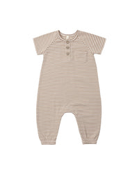 Almond Stripe Short Sleeve Jumpsuit