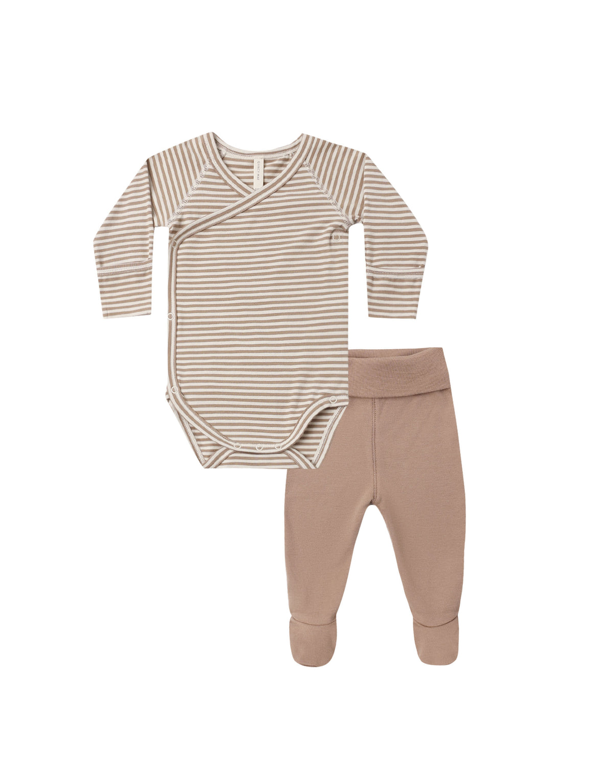Almond Stripe Side Snap Bodysuit + Pant Set