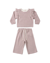 Mulberry Stripe Ruffle Cozy Set