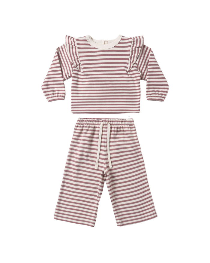 Mulberry Stripe Ruffle Cozy Set