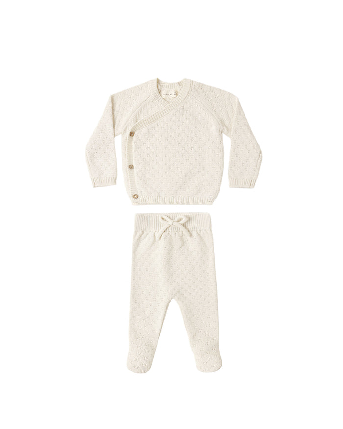 Natural Knit Wrap Top + Pant Set