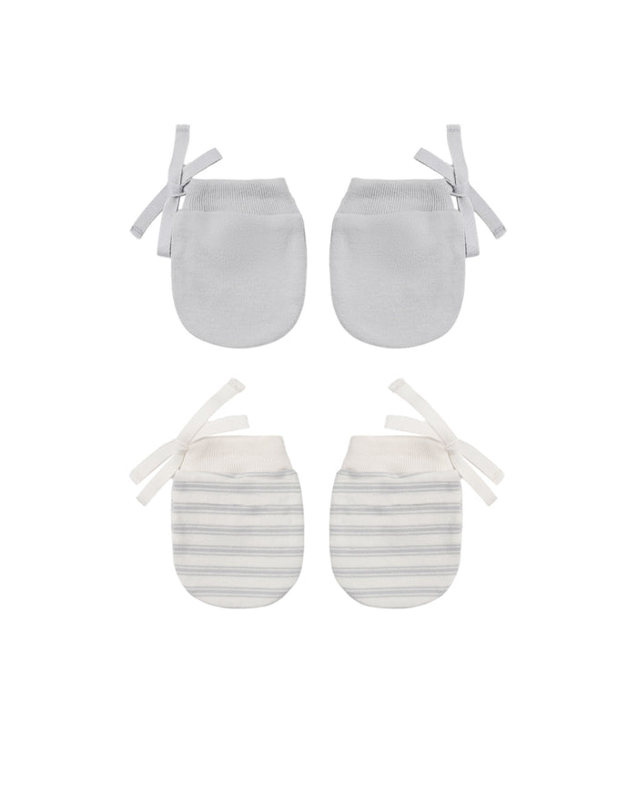 Cloud Stripe + Cloud No Scratch Mittens Set