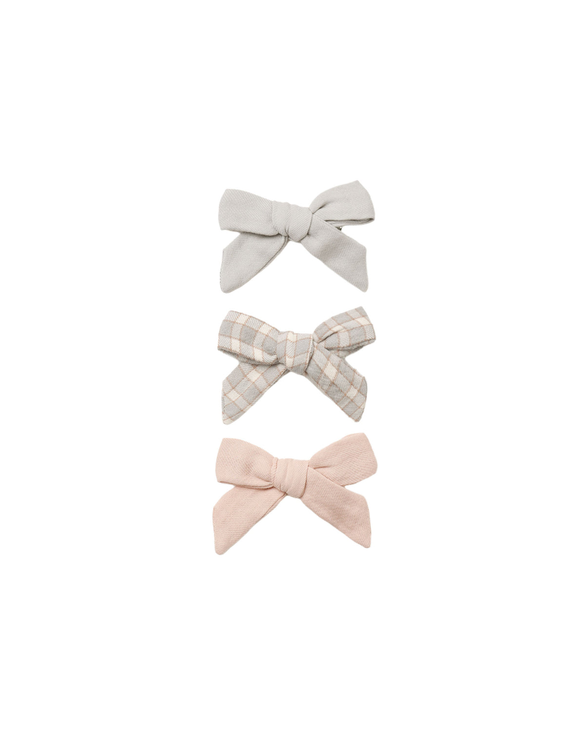 Cloud + Blue Gingham + Dusty Rose Bow Set