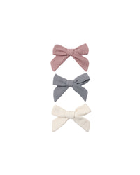 Mulberry + Slate + Natural Bow Set