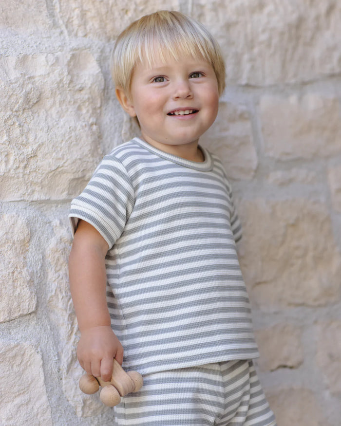 Sage Stripe Waffle Short Set