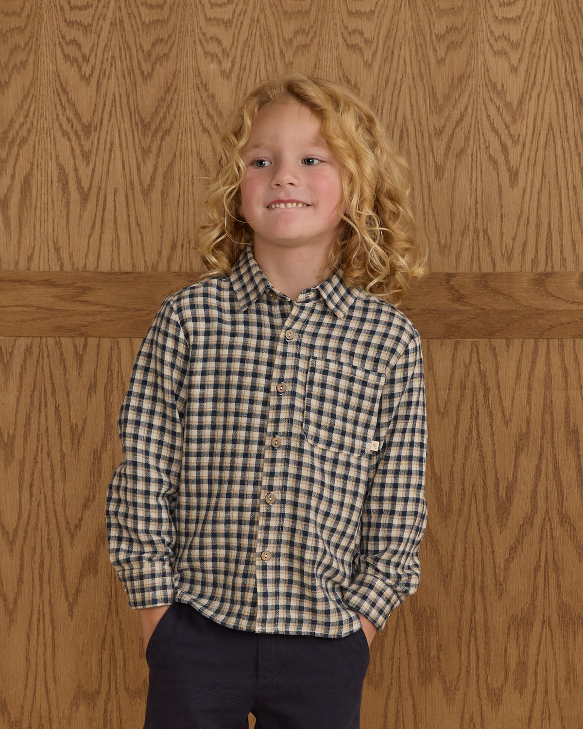 Navy Check Collared Shirt