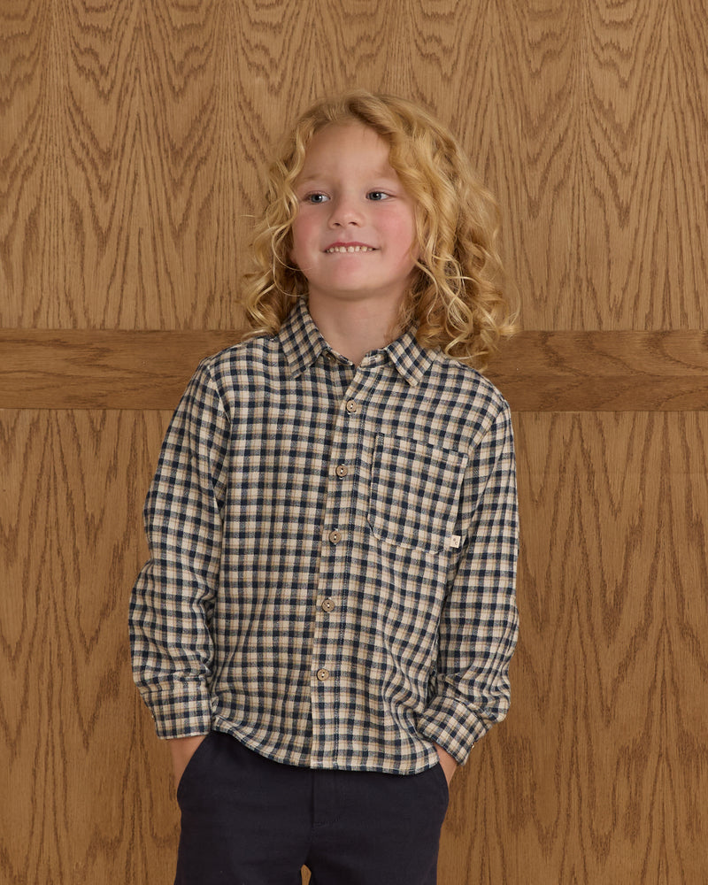 Navy Check Collared Shirt