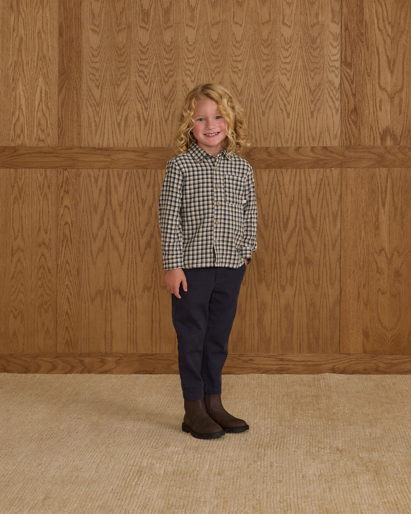 Navy Check Collared Shirt