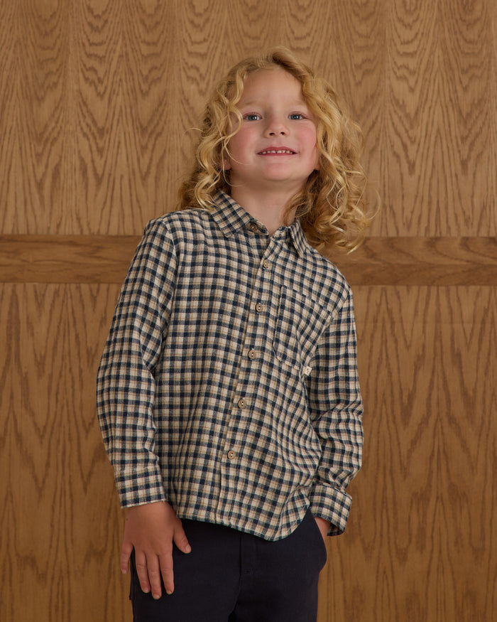 Navy Check Collared Shirt