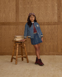 Indigo Denim Pleated Skirt