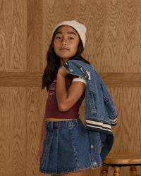 Indigo Denim Pleated Skirt