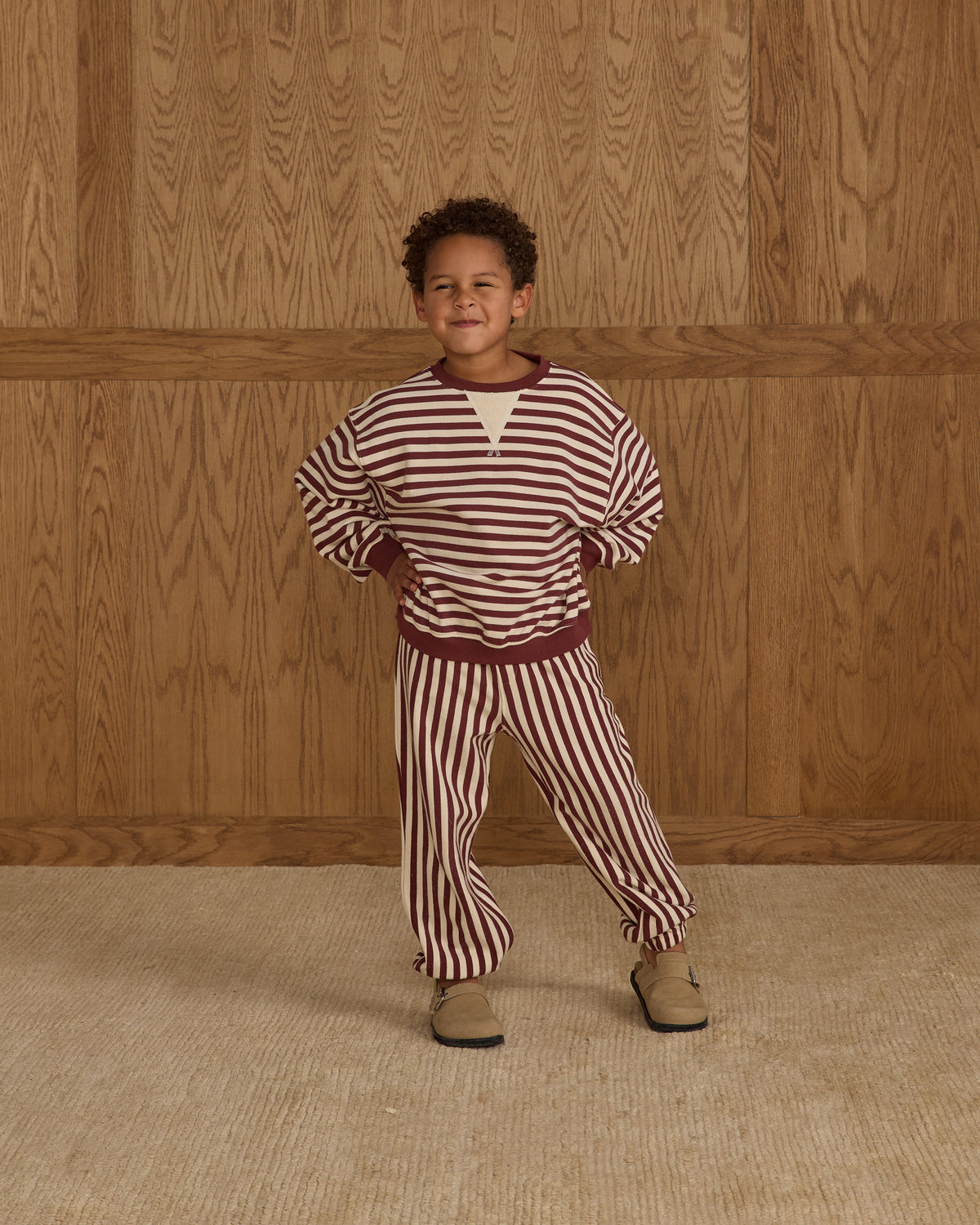 Burgundy Stripe Oversized Crew