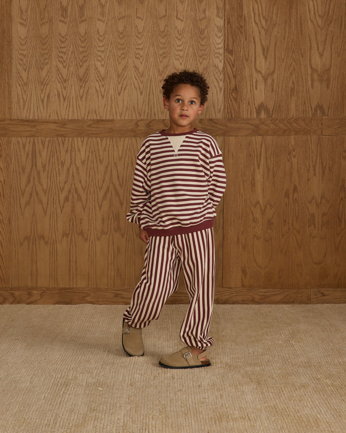Burgundy Stripe Oversized Crew