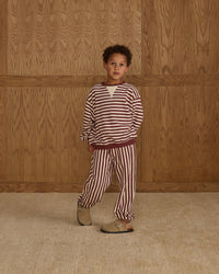 Burgundy Stripe Oversized Crew