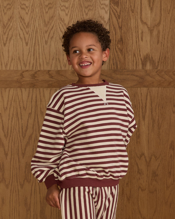 Burgundy Stripe Oversized Crew