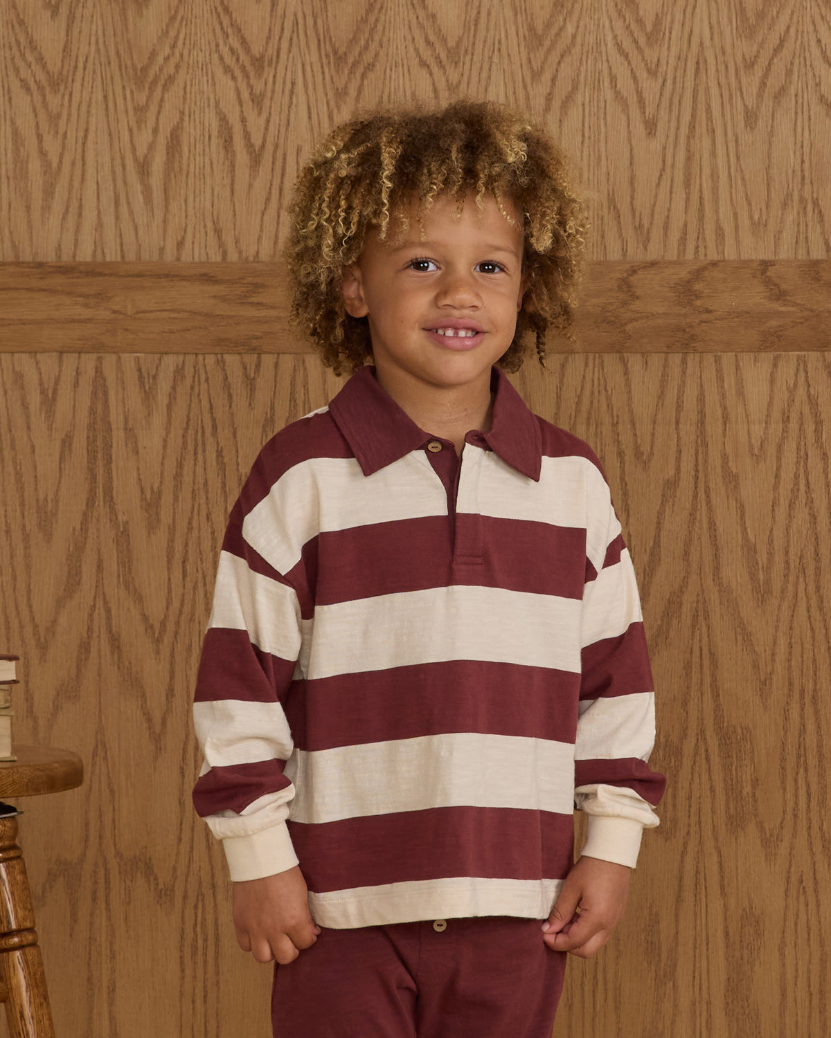 Burgundy Stripe Rugby Polo