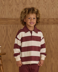 Burgundy Stripe Rugby Polo