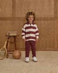 Burgundy Stripe Rugby Polo