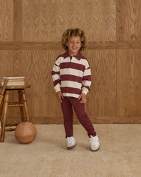 Burgundy Stripe Rugby Polo