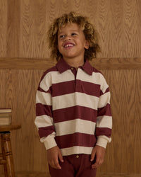 Burgundy Stripe Rugby Polo