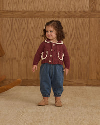 Burgundy Collared Cardigan