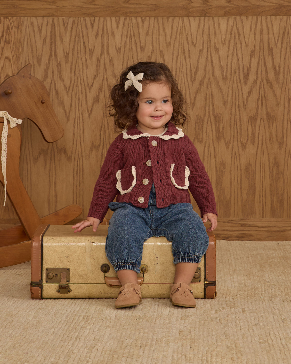 Burgundy Collared Cardigan