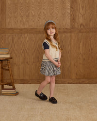 Navy Check Pleated Mini Skort