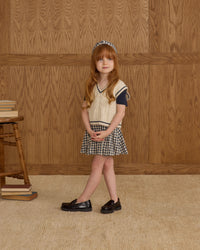 Navy Check Pleated Mini Skort