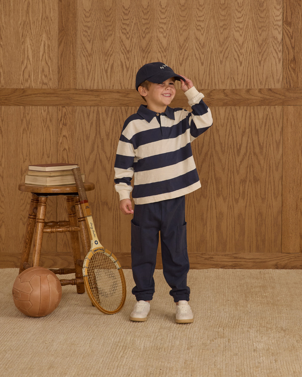 Navy Stripe Rugby Polo
