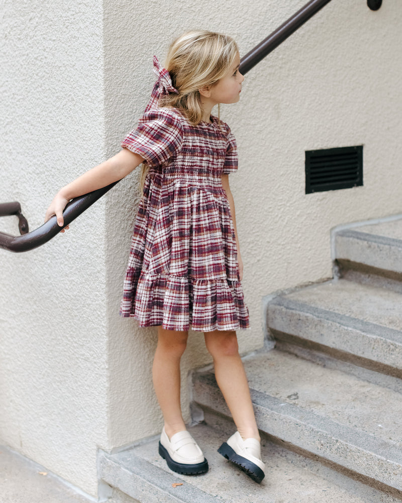 Burgundy Plaid India Dress