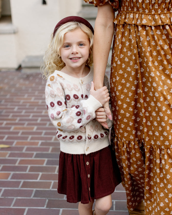 Burgundy Botton Front Mini Skirt